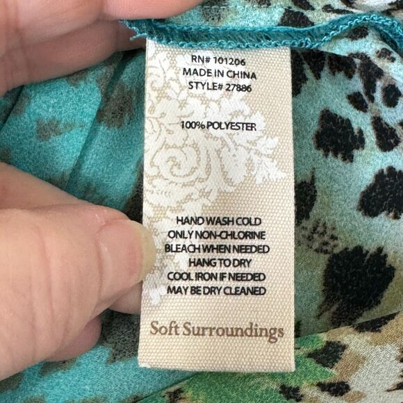 Soft Surroundings Top Womens XL Floral Animal Print Tunic Semi Sheer V Neck - Picture 6 of 10